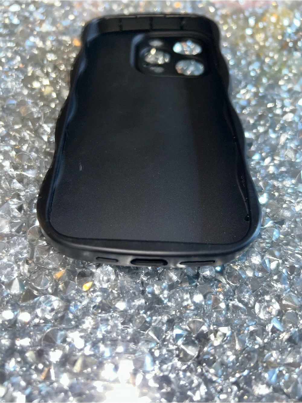 iPhone 15 pro Black Silicone Wavy Camera Protective Phone Case